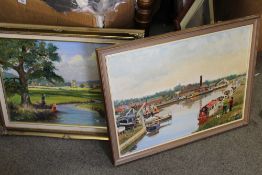 A COLLECTION OF PICTURES AND PRINTS TO INCLUDE TWO FRAMED OIL PAINTINGS SIGNED H J WATSON