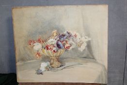 WINFRED PERCY BIDDLE (b.1878). Still life study 'Flowers of the Wind', see verso, signed lower left,