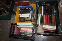 THREE BOXES OF BOOKS TO INCLUDE 'ART TREASURES OF ENGLAND', 'DAMBUSTERS' ETC.