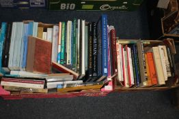 TWO TRAYS OF TOPOGRAPHICAL BOOKS MANY OF DEVON / SOUTH WEST INTEREST