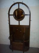 AN ANTIQUE OAK HALL COAT / UMBRELLA STAND A/F