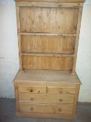 AN ANTIQUE STRIPPED PINE WELSH DRESSER / WALL UNIT