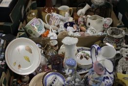TWO TRAYS OF ORNAMENTS, CLOCK, PAPERWEIGHT ETC.