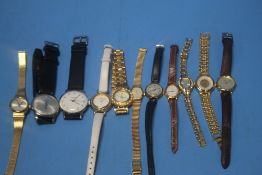 NINE LADIES WATCHES AND A FOB WATCH TOGETHER WITH TWO GENT'S WATCHES TO INCLUDE SEKONDA AND LUXOR