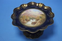 A 19TH CENTURY HAND PAINTED COMPORT 