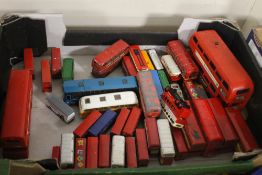 A COLLECTION OF OVER 40 BUSES AND COACHES, MOSTLY DIECAST, SOME PLASTIC, MOSTLY CORGI