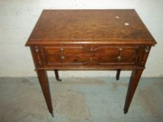 AN ANTIQUE OAK CUTLERY CUPBOARD AND A CANTEEN OF CUTLERY