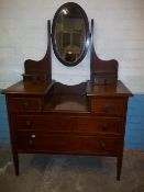 AN EDWARDIAN MAHOGANY INLAID DRESSING TABLE