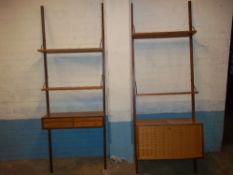 A TEAK MODULAR RETRO SELF BUILD WALL UNIT BOOKSHELF / MEDIA STAND