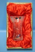 A BOXED ROYAL BRIERLEY CRYSTAL VASE