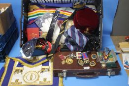 A LARGE COLLECTION OF MASONIC REGALIA, JEWELS, EPHEMERA ETC. TO INCLUDE ITEMS OF STAFFORDSHIRE