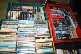 THREE TRAYS AND A BOX OF BOOKS, SCIENCE FICTION AND FANTASY