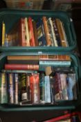 TWO TRAYS OF BOOKS MAINLY AMERICAN WILD WEST INTEREST