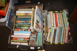 TWO TRAYS OF CHILDREN'S BOOKS INCLUDING PUFFIN, PICCOLO, PAN PAPERBACKS ETC.