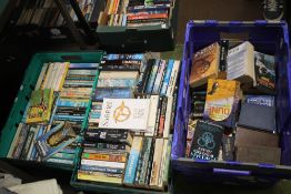 THREE TRAYS OF SCIENCE FICTION AND FANTASY PAPERBACK BOOKS