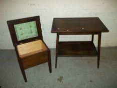 AN ANTIQUE OAK TABLE AND A SEWING BOX / TABLE