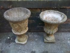 TWO LARGE RECONSTITUTED STONE PLANTERS