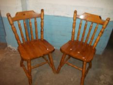 TWO SOLID PINE CHAIRS