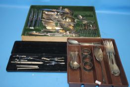 A CASED RIEFLER DRAUGHTMAN'S SET AND A QUANTITY OF EPNS CUTLERY
