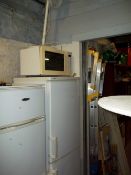 A HAIR FRIDGE FREEZER, A PANASONIC MICROWAVE AND A FLOOR STANDING FAN (3)
