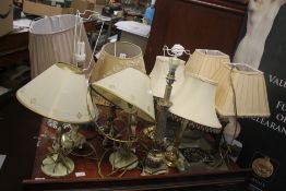 A QUANTITY OF TABLE LAMPS AND SHADES