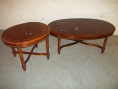 TWO INLAID COFFEE TABLES