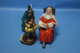 A ROYAL DOULTON FIGURE 'THE JUDGE' TOGETHER WITH A ROYAL DOULTON FIGURINE 'THE MASK SELLER' (2)
