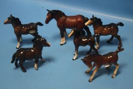 A COLLECTION OF SIX MAINLY BESWICK FOALS (6)