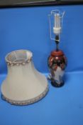 A MOORCROFT LAMP 'RED TULIPS' BY SALLY TUFFIN, H 62 CM