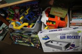 A QUANTITY OF IMAGINEX VTECH GAMES TOGETHER WITH BOXED TABLE AIR HOCKEY, LIGHT STRIKE GAME AND BOXED