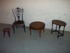 THREE SIDE TABLES AND A CHAIR (4)