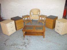 EIGHT SMALL PIECES OF FURNITURE TO INCLUDE TWO, TWO DRAWER OAK EFFECT IKEA MALM BEDSIDE CHEST OF