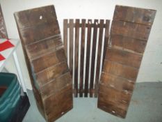 TWO WOODEN CAR RAMPS AND A MECHANICS CRAWLER TROLLEY