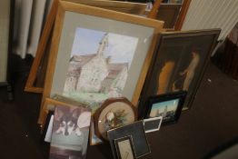 A QUANTITY OF PICTURES, PRINTS AND MIRRORS