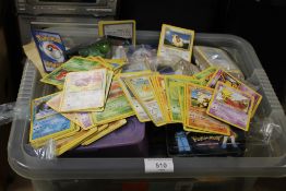 A BOX OF POKEMON CARDS AND TRADING CARD GAMES, BOOKS ETC.