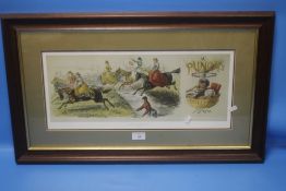 A FRAMED AND GLAZED PRINT ENTITLED 'A RATHER FAST STEEPLECHASE' BY JOHN LEECH