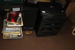 A GOODMANS MUSIC CENTRE WITH ONE SPEAKER (CASSETTE, RADIO, RECORD PLAYER) WITH INSTRUCTIONS