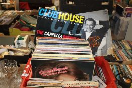 A BOX OF CIRCA. 60 LP RECORDS MAINLY EASY LISTENING TO INCLUDE FRANK SINATRA, ABBA TOGETHER WITH