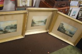 THREE FRAMED WATERCOLOURS BY H. MAGENIS, 72 X 60 CM