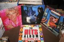 CIRCA 35 LPS IN BLUE CARRY CASE TO INCLUDE ROD STEWART, CLANNAN, CYNDI LAUPER, CARPENTERS, SOME