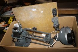 A PHOTOGRAPHIC ENLARGER WITH STAND AND BASE