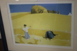 ALEXANDER GOUDIE - 'BRETON HARVEST', A LIMITED EDITION PRINT 394/650, 100 X 80 CM