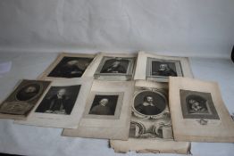 EIGHT PORTRAIT ENGRAVINGS to include three by J Houbraken - 