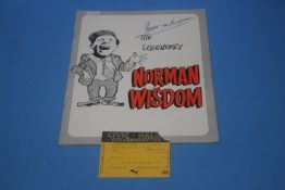 A SIGNED NORMAN WISDOM PROGRAMME TOGETHER WITH A TICKET STUB FROM THE CIVIC HALL, WOLVERHAMPTON
