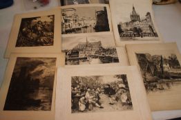 A COLLECTION OF MISCELLANEOUS ANTIQUE ENGRAVINGS AND PRINTS, to include Religios, and Topograhic