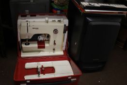 A VERNINA ELECTRIC SEWING MACHINE, PAIR OF AIWA SPEAKERS AND A COLLECTION OF LP RECORDS TO INCLUDE