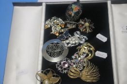 A COLLECTION OF VINTAGE COSTUME BROOCHES
