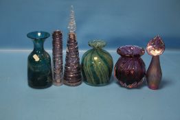 A COLLECTION OF COLOURED GLASS VASES (6)