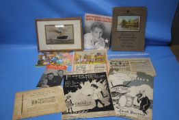 A QUANTITY OF EPHEMERA to include a framed 