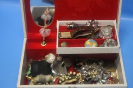 A BOX OF COSTUME JEWELLERY